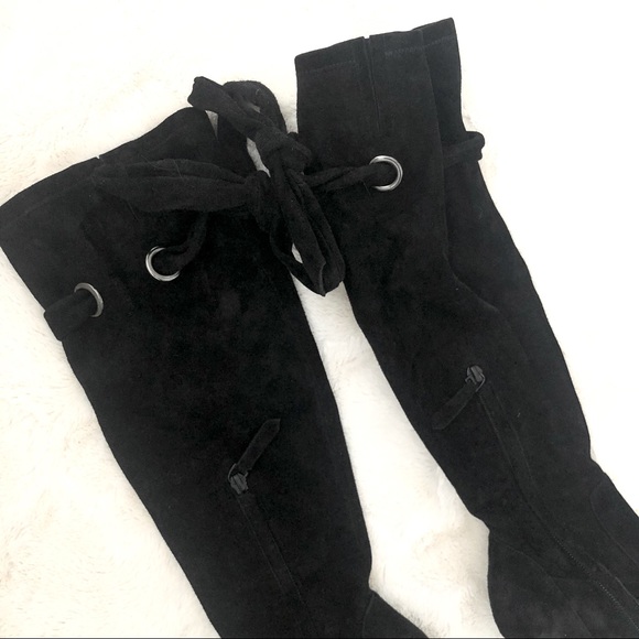 Cole Haan Suede Knee High Heeled Boots - Picture 2 of 5